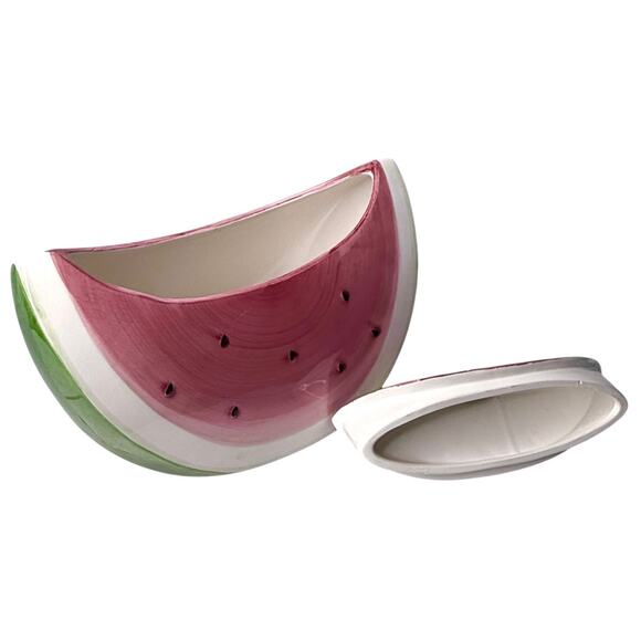 VTG Watermelon Slice COOKIE JAR Canister Container Susan Winget Certified Intern - Picture 5 of 11